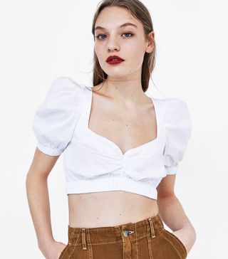 Zara + Cropped Top With Gathered Detail