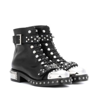 Alexander McQueen + Hobnail Leather Ankle Boots