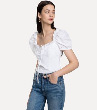 Pixie Market + Bella White Frill Bustier Top