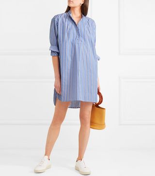 Alexa Chung + Striped Cotton-Poplin Shirt Dress