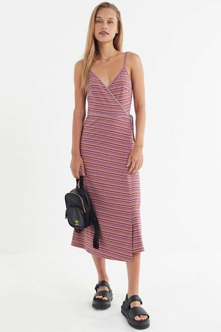 Urban Outfitters + UO Rainbow Striped Wrap Dress