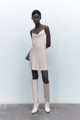 Zara + Rhinestone Strap Slip Dress