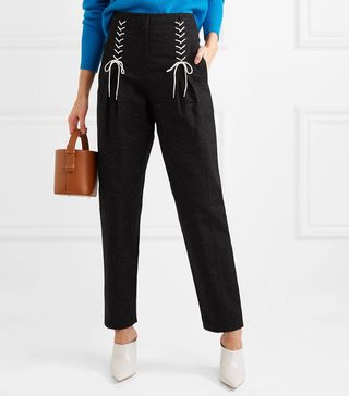 Tibi + Easron Lace-Up Cotton-Blend Tapered Pants