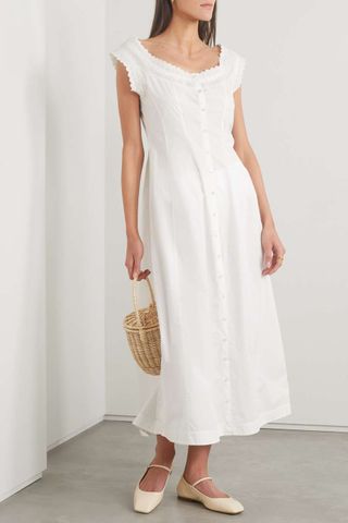 Dôen + Anneau Broderie Anglaise Organic Cotton-Poplin Midi Dress