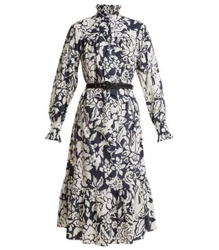 Alexa Chung + Floral-Print Belted Cotton-Poplin Dress