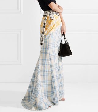 Rosie Assoulin + Paneled Checked Cotton Maxi Skirt