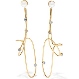 Cornelia Webb + Gold-Plated Pearl and Moonstone Earrings