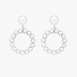 Alessandra Rich + Faux-Pearl Circle Earrings With Pearl Clip