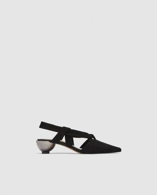 Zara + Leather Slingback Shoes With Rounded Heels