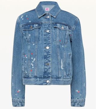 Juicy Couture + Floral Embroidered Denim Jacket
