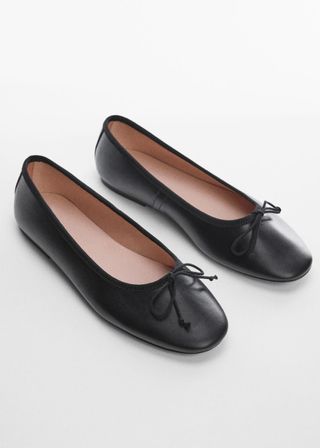 Mango + Bow Leather Ballerinas