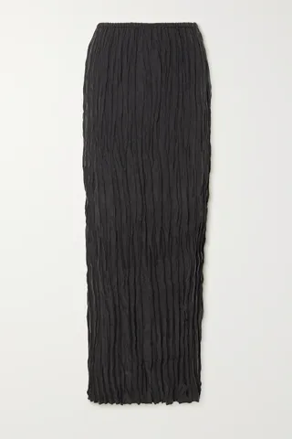 Toteme + Crinkled Silk-Twill Midi Skirt