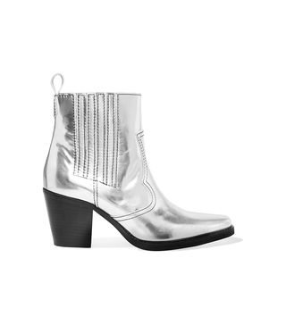 Ganni + Callie Metallic Leather Ankle Boots