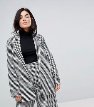 ASOS Curve + Tailored Power Blazer in Dogstooth