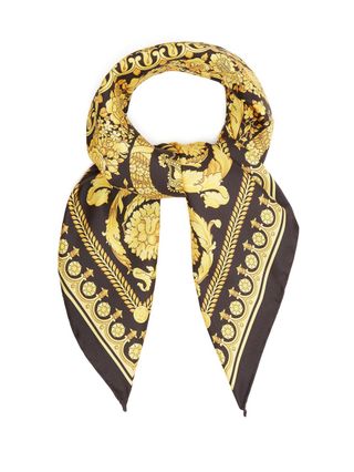 Versace + Barocco-Print Silk Scarf