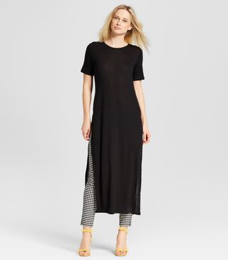 Who What Wear + Short Sleeve Side Slit Midi T-Shirt