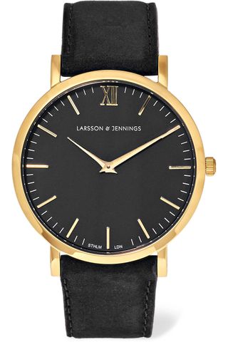 Larsson & Jennings + Lugano Suede and Gold-Plated Watch