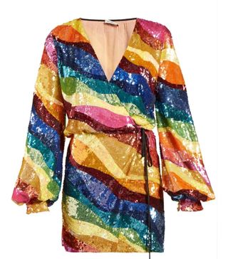 Attico + Rainbow-Striped Sequin Dress