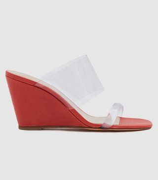 Maryam Nassir Zadeh + Olympia Wedge in Red Faux Lizard