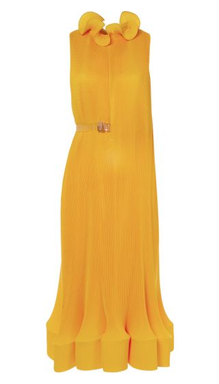 Tibi + Pleated Sleeveless Dress With Removable Belt