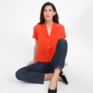 Everlane + Silk Notch Collar Short-Sleeve Shirt