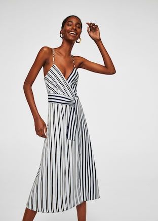 Mango + Striped Wrap Dress