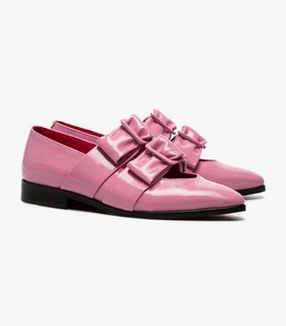 Ganni + Pink Idette 25 Patent Leather Loafers