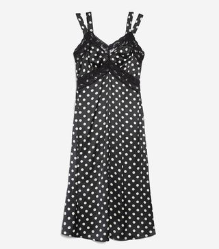 Topshop + Polka Dot Lace Satin Slip Dress
