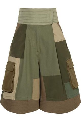Valentino + Patchwork Cotton-Blend Shorts
