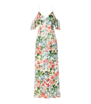 Alice + Olivia + Alves Cold-Shoulder Fil Coupé Chiffon Maxi Dress