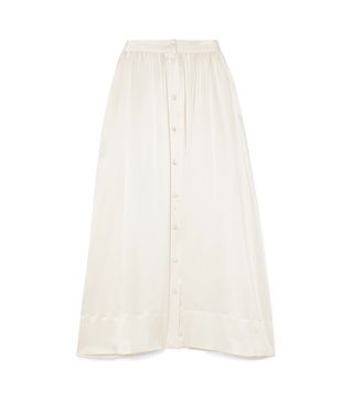 Deitas + Bell Silk-Satin Midi Skirt