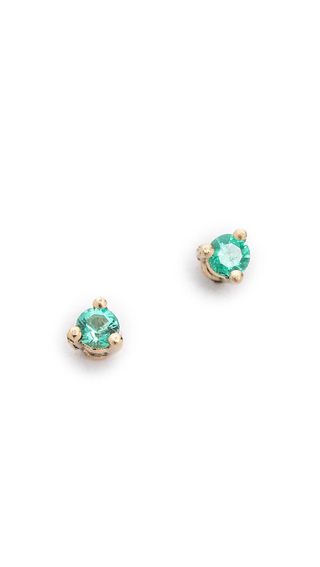 Blanca Monrós Gómez + 14k Gold Tiny Emerald Stud Earrings