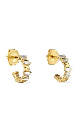 Suzanne Kalan + 18-Karat Gold Diamond Hoop Earrings