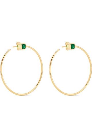Jemma Wynne + 18-Karat Gold Emerald Hoop Earrings