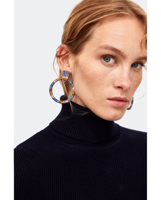 Zara + Frontal Hoop Earrings With Rhinestones