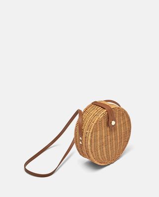 Zara + Round Raffia Crossbody Bag