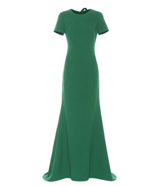 Oscar de la Renta + Wool-Crêpe Gown