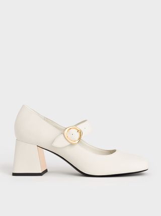 Charles & Keith + Chalk Buckled Mary Jane Pumps