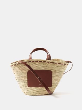 A.P.C. + Zoe Straw and Leather Basket Bag