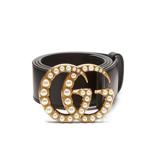 Gucci + Embellished GG-Logo 4cm Leather Belt