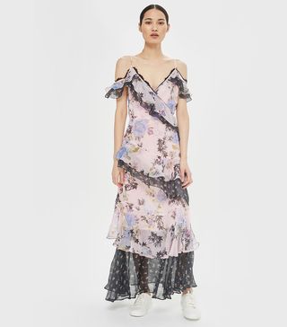 Topshop + Lace Trim Maxi Dress