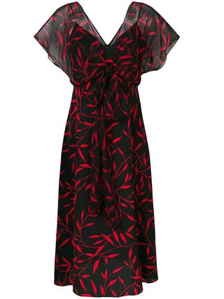 Diane von Furstenberg + Leaf Print Empire Waist Dress