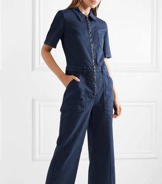 Stella McCartney + Cropped Cotton-Blend Twill Jumpsuit