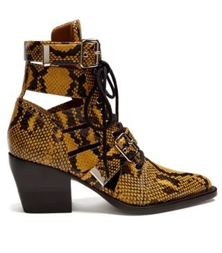 Chloé + Rylee Snake-Effect Leather Ankle Boots