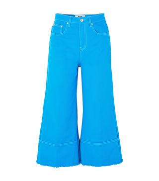 MSGM + Cropped High-Rise Wide-Leg Jeans