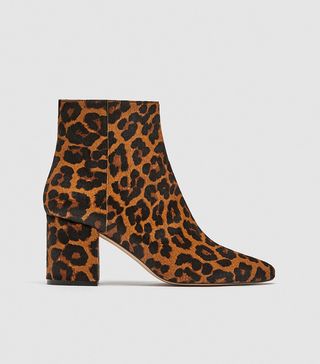 Zara + Animal Print Ankle Boots