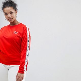 Puma + Sweatshirt With Taped Side Stripe in Red
