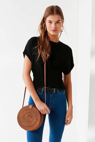 Urban Outfitters + Circle Straw Crossbody Bag