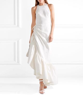 Rosie Assoulin + Whoopsy Daisy Asymmetric Ruffled Silk-Charmeuse Gown
