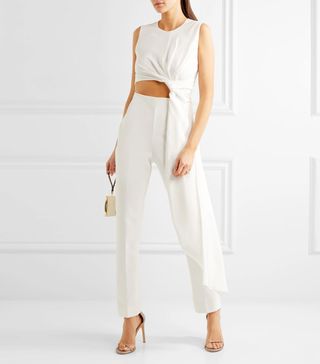 Roksanda + Thurloe Draped Cutout Jersey and Crepe Jumpsuit